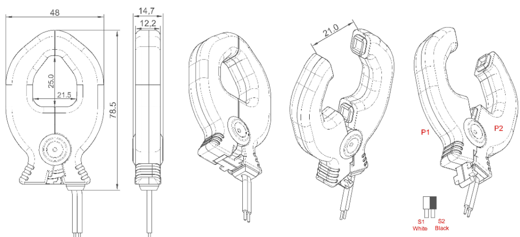 Clamp on current transformer XH-SCT-S21 dimensional drawing