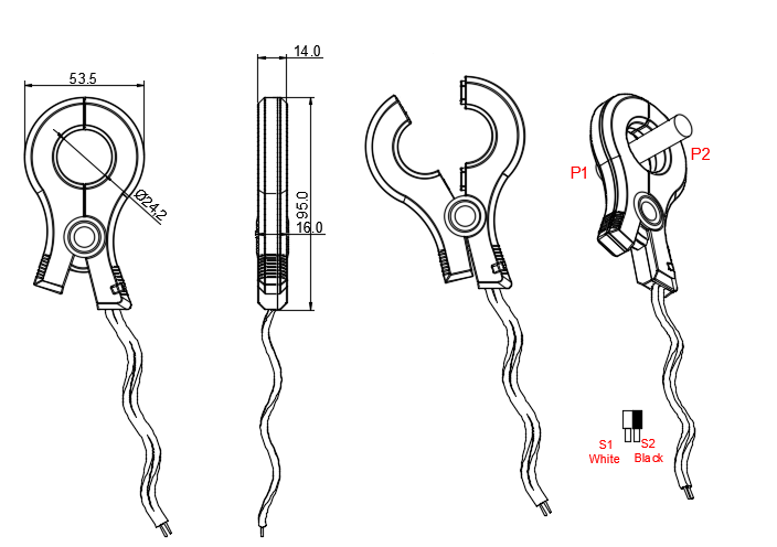 Slim clamp on current Transformer XH-SCT-S24 dimensional drawing