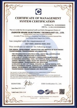 ISO 45001 Occupational Health and Safety Certificate